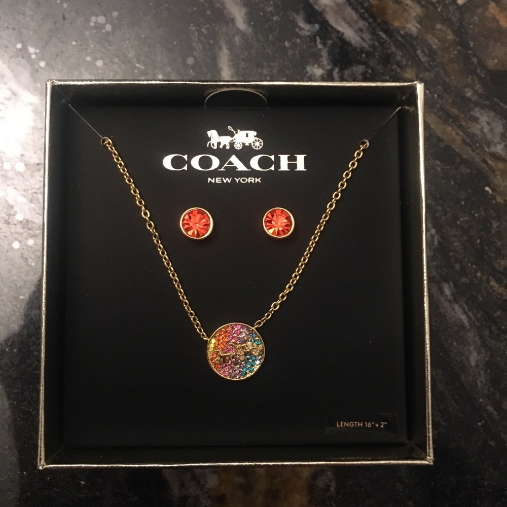 💝COLLECTOR Coach Rainbow Necklace & Earring Set!